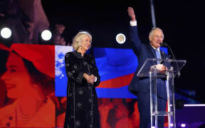 Britain's Prince Charles, Prince of Wales (right), flanked by Britain's Camilla, Duchess of Cornwall delivers a speech during the Platinum Party at Buckingham Palace on 4 June 2022 as part of Queen Elizabeth II's platinum jubilee celebrations. - Some 22,000 people and millions more at home are expected at a star-studded musical celebration for Queen Elizabeth II's historic Platinum Jubilee.