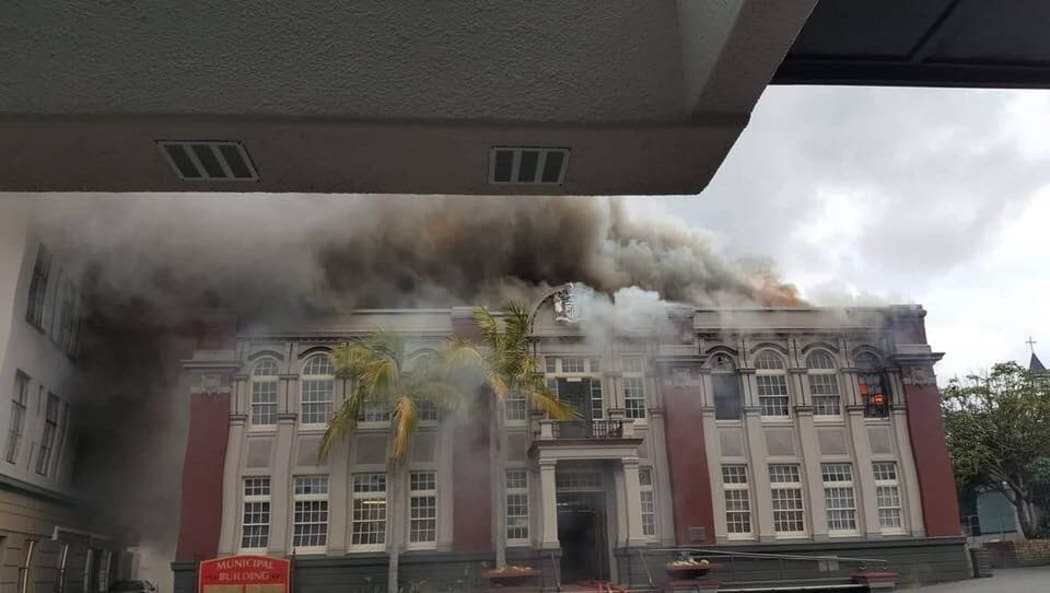 The fire at the Municipal Building on Bank Street in central Whangārei.
