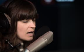 Lydia Cole in the RNZ studios for a live session. 15 February 2019.