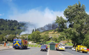 The fire on Signal Hill in Dunedin started behind the Logan Park High School.