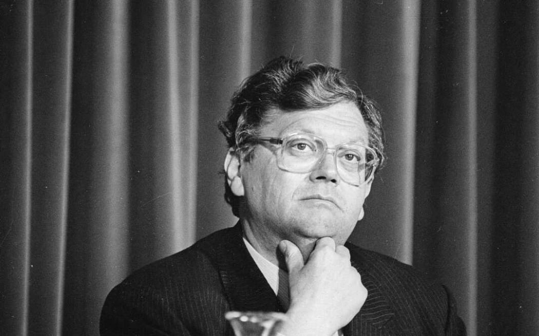 A portrait of Prime Minister David Lange, photographed by Evening Post staff photographer Merv Griffiths on the 13 August 1986.