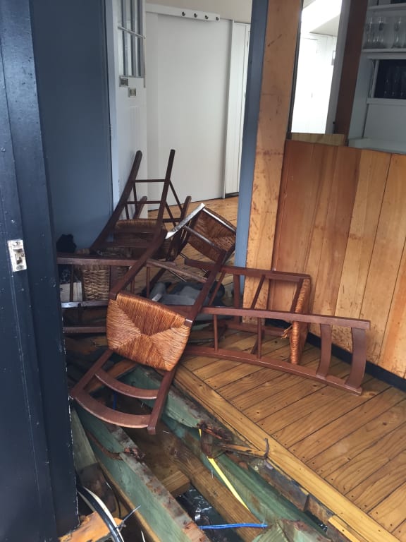 The interior of the iconic Boat Shed Cafe on the Nelson waterfront.