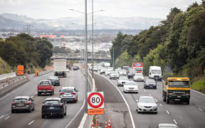 Cars on a motorway in Manurewa, South Auckland.