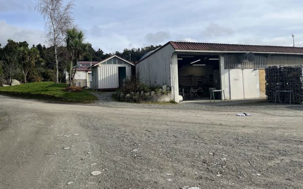 White paint shop sheds pictured at Gloriavale Christian Community on the West Coast.