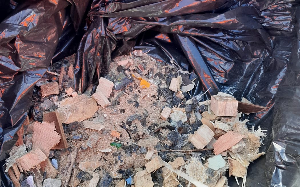 A small amount of boat debris collected by contractors for Thames Coromandel District Council after a vessel sank last week.