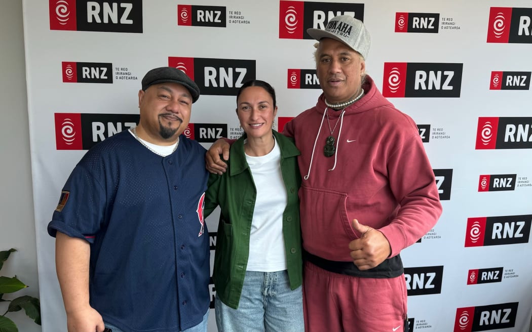 Danny Haimona, Che Fu and Kara Rickard celebrate the reissue of 'Kaupapa Driven Rhymes Uplifted'