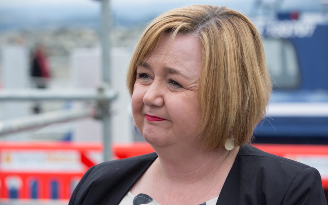 Megan Woods at the habour reopening in Kaikoura. 14 November 2017.