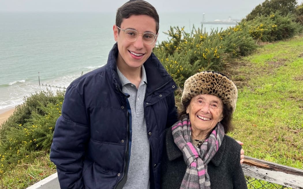 Dov Forman with his great-grandmother Lily Ebert