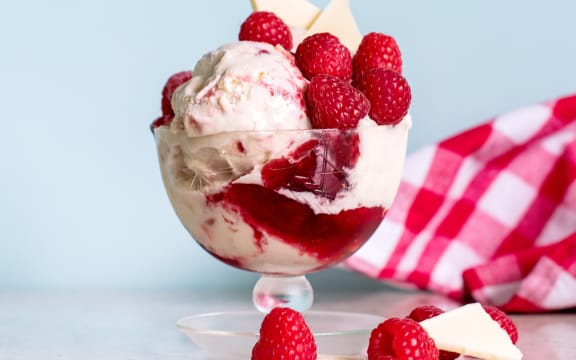 Ice cream and berries