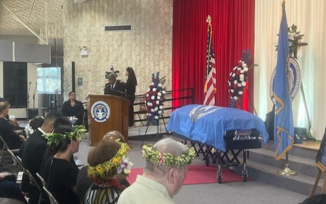 Arnold Palacios was laid to rest following a motorcade and procession to the Marpi Public Cemetery, where he was honored by a 21-gun salute.
