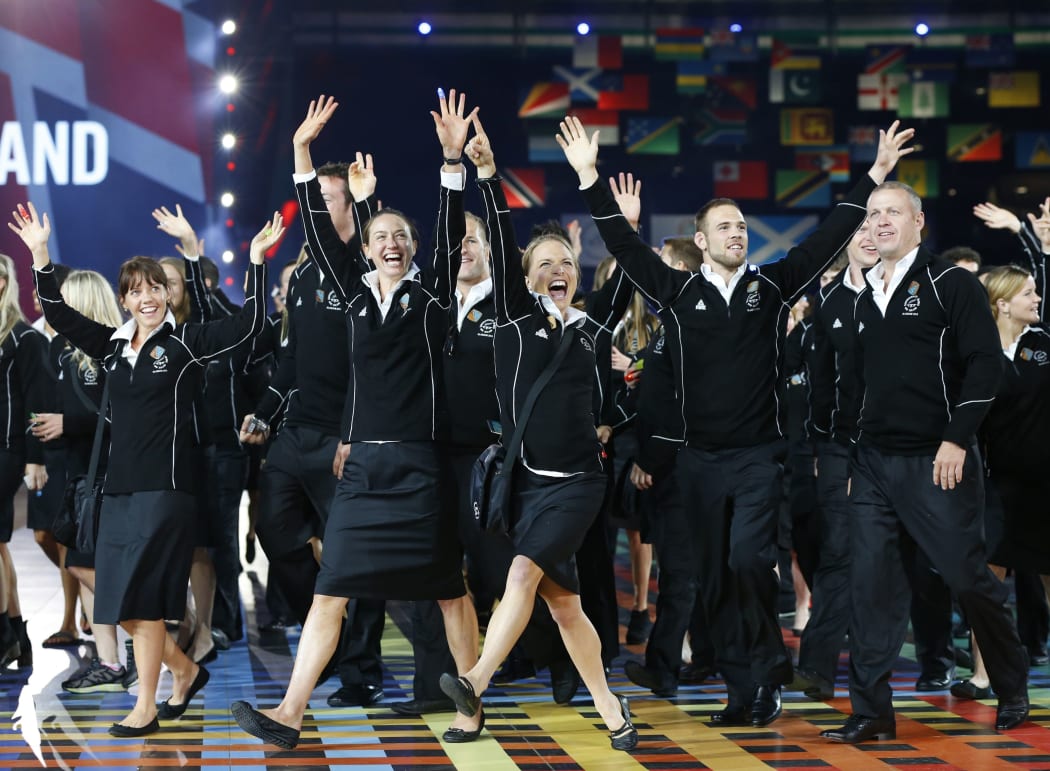 New Zealand team members at the Commonwealth Games opening ceremony.