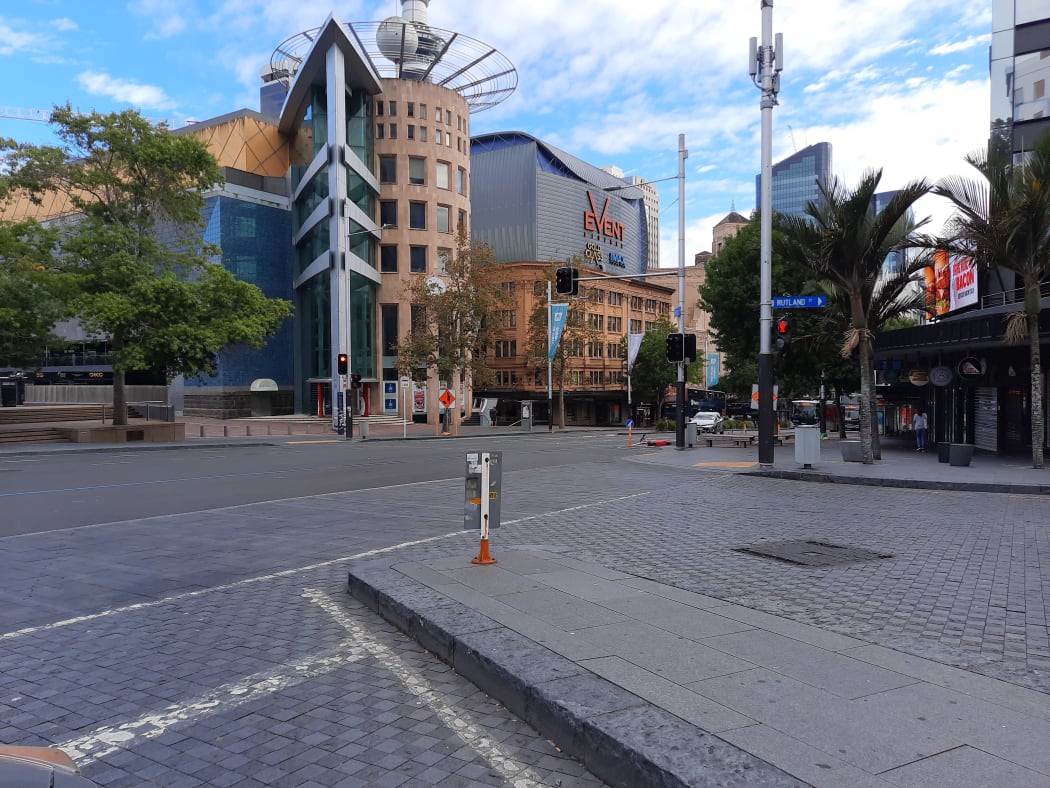 Central Auckland at 9am on the first morning of the latest level three lockdown.