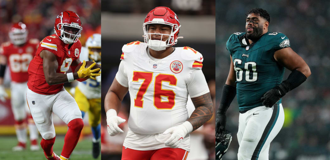 Ju Ju Schuster and Kingsley Suamataia will feature for Kansas City Chiefs, while Jordan Mailata be in for the Philadelphia Eagles in the Super Bowl final.