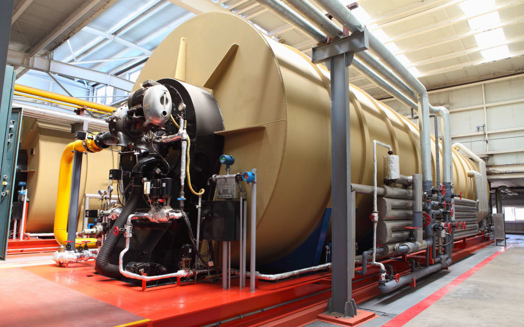 modern boiler room equipment for heating system  pipelines, valves, manometers.