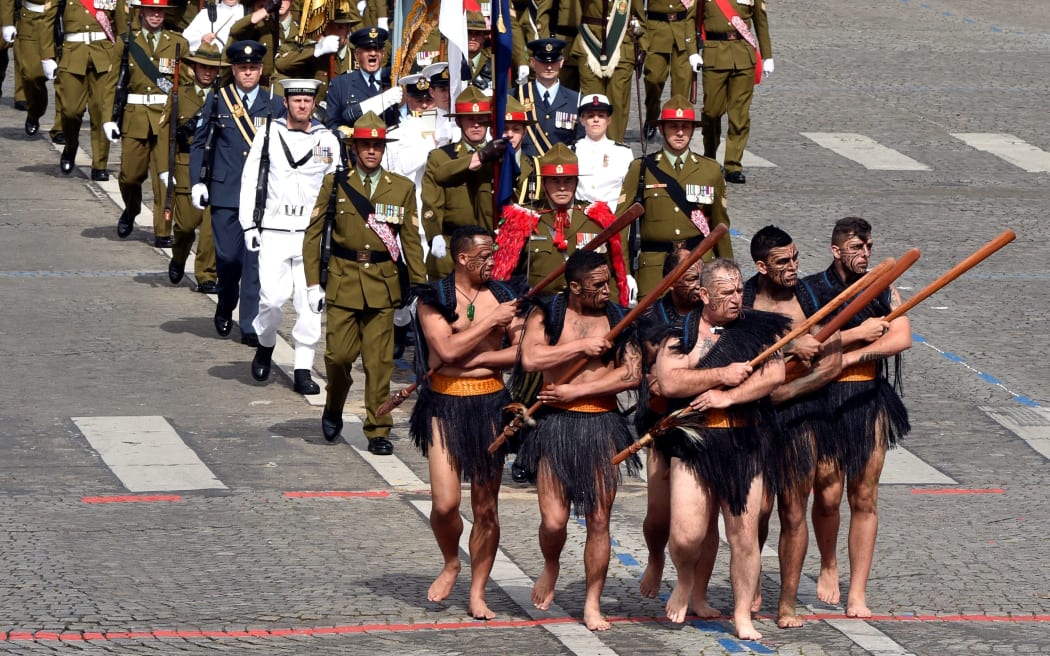 New Zealand personnel during the annual Bastille Day military parade 2016.