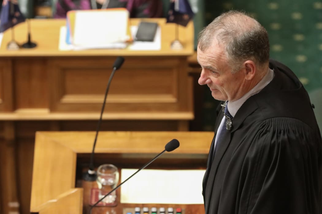 Speaker Trevor Mallard on his feet in the chamber