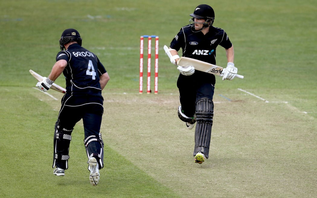 Black Caps Neil Broom and George Worker
