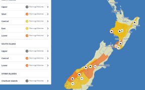 A screenshot of weather warnings and watches issued by MetService on Sunday 3 March.