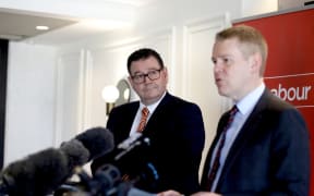 Labour finance spokesperson Grant Robertson and leader Chris Hipkins announce the party's fiscal plan on 27 September, 2023.