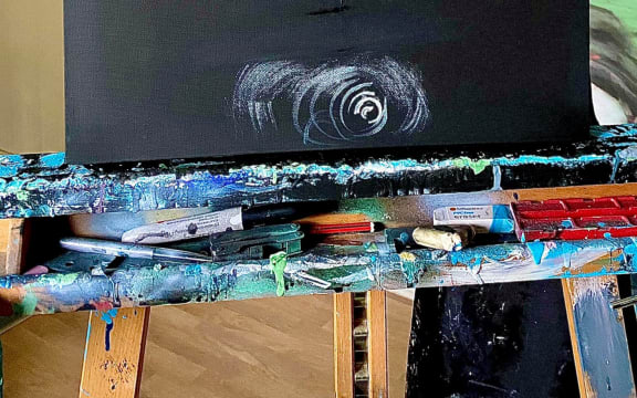 Painting by retired Senior Sergeant David Laumatia, a tribute to slain officer Constable Matthew Hunt