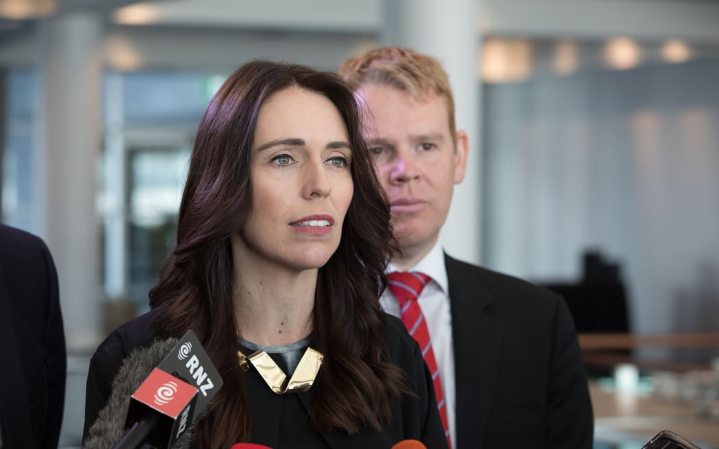 Jacinda Ardern speaks to media after her first major speech of the year to a business audience at a central city hotel in Auckland.