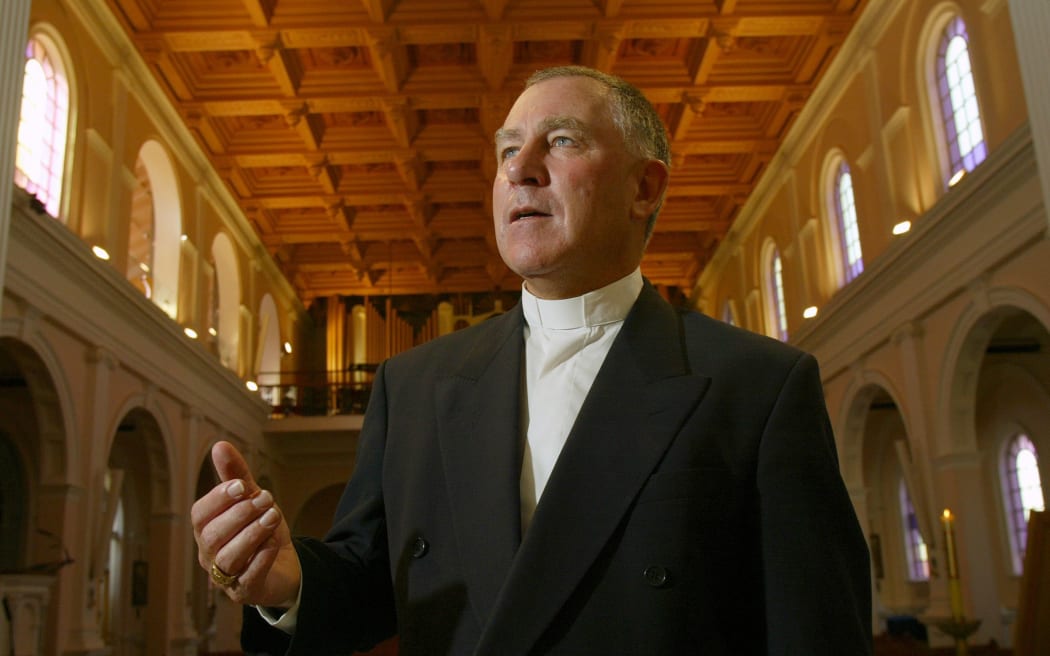 060405NZHMMDEW3 --- Archbishop John Dew in the Sacred Heart Cathedral , Wellington,   April 06.    NZ HERALD DIGITAL PICTURE: MARK MITCHELL   REPORT: MICHELE HEWITSON   06 APRIL  2005
NZH 11Jan23 - Cardinal John Dew, head of the Church in New Zealand, says abuse survivors want action. Photo / NZME