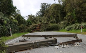 Power lines down on State Highway 6 at Mt Hercules.