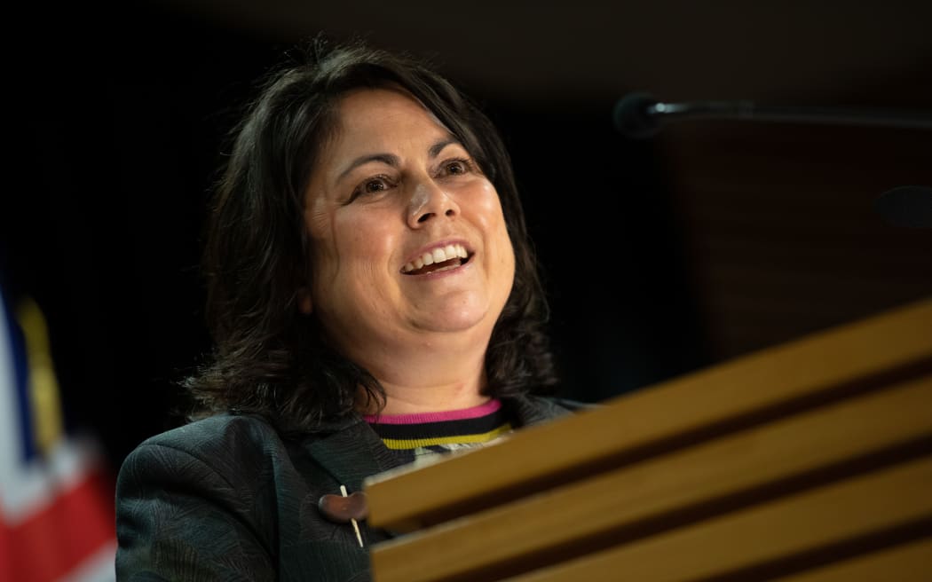 MP Dr Ayesha Verrall speaks to media at a post-cabinet press conference