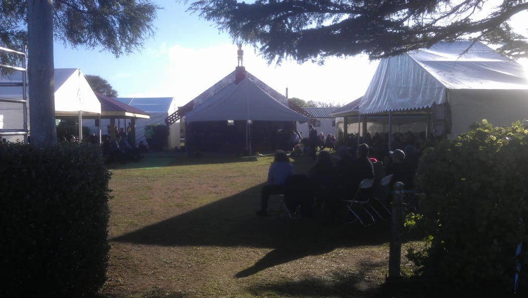 Mourners at the second day of Parekura Horomia's tangi on Thursday.