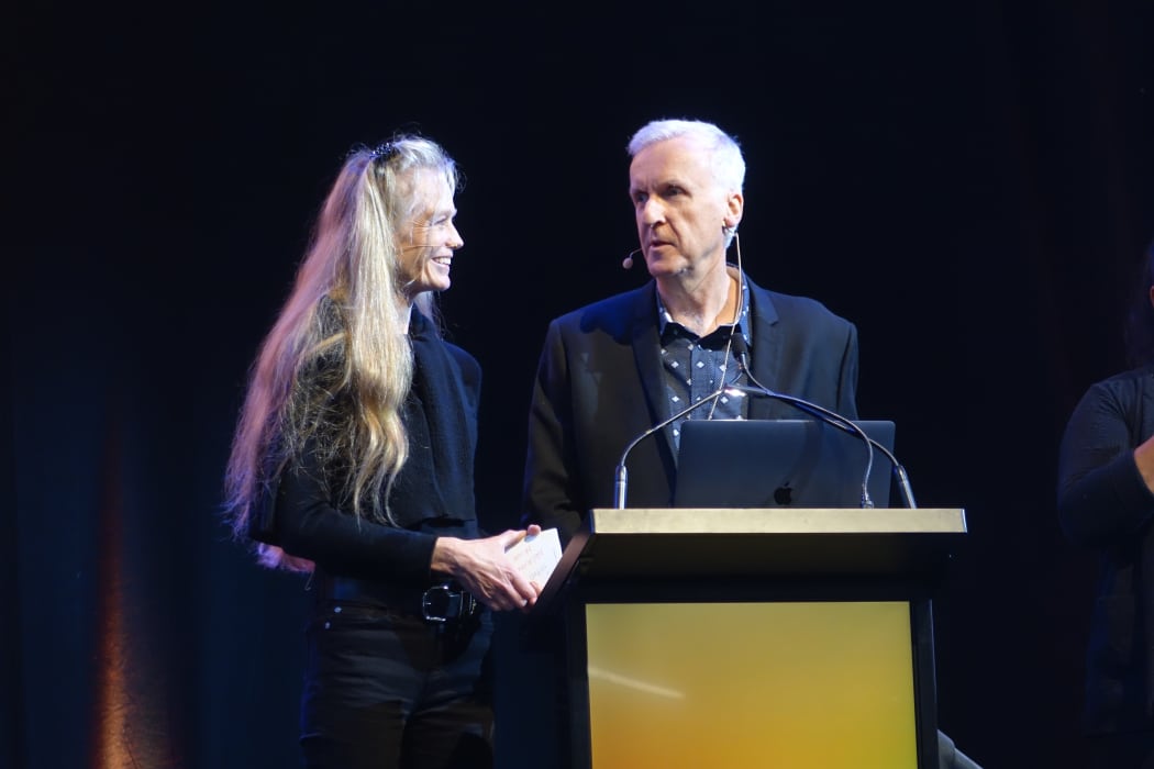 Environmental activist Suzy Amis Cameron
with her husband, hollywood director James Cameron, at the Just Transition event.