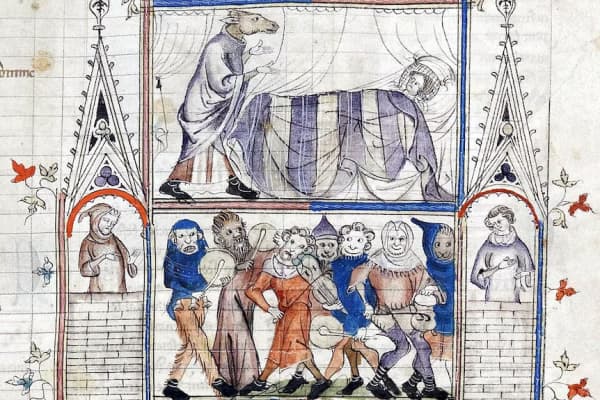A depiction of a charivari from the Roman de Fauvel, dating back to the 1300s