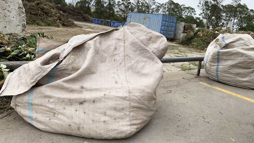 It costs $22.20 to dump a wool sack, pictured, of grass in Marlborough.
