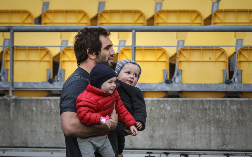 All Blacks Captains run. Sam Whitelock with kids,