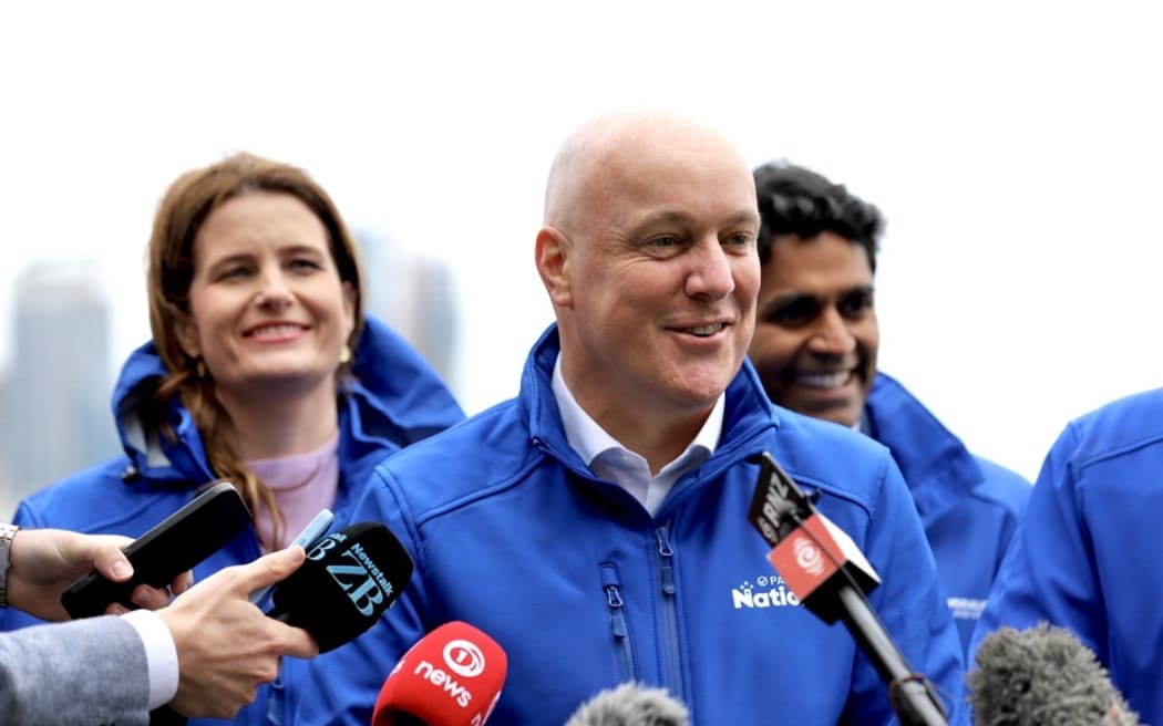 National Party leader Christopher Luxon announcing a frontline police policy on 27 September, 2023.