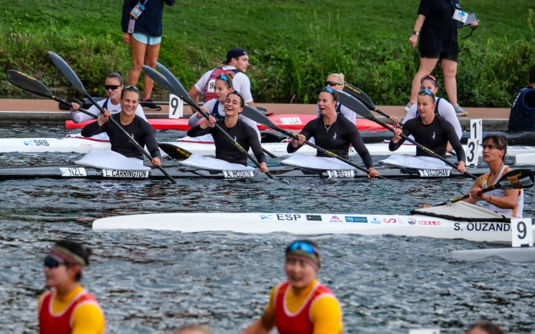 New Zealand kayaking has three new world champions, as the Kiwi women’s K4 crew claimed a historic win in their 500m event at the 2023 ICF Canoe Sprint & Paracanoe World Championships in Duisburg overnight.