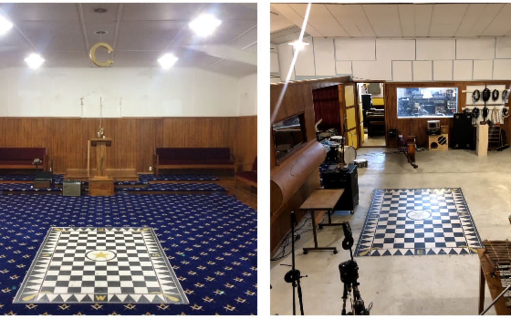 Lord Echo aka Mike Fabulous' studio in the Masonic Lodge - before and after