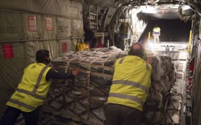 NZDF delivers 12 tonnes of aid and disaster relief supplies to Tonga after Tropical Cyclone Gita.