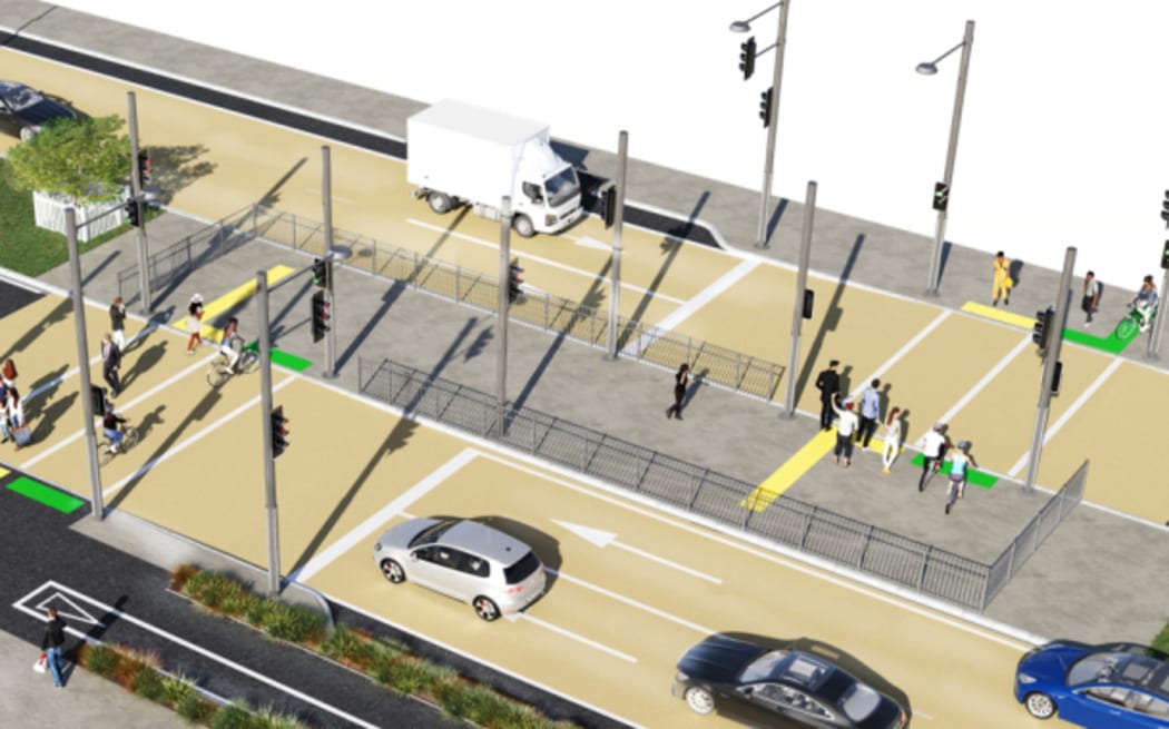 An artist's impression of the controversial Cobham Drive pedestrian crossing in Wellington.
