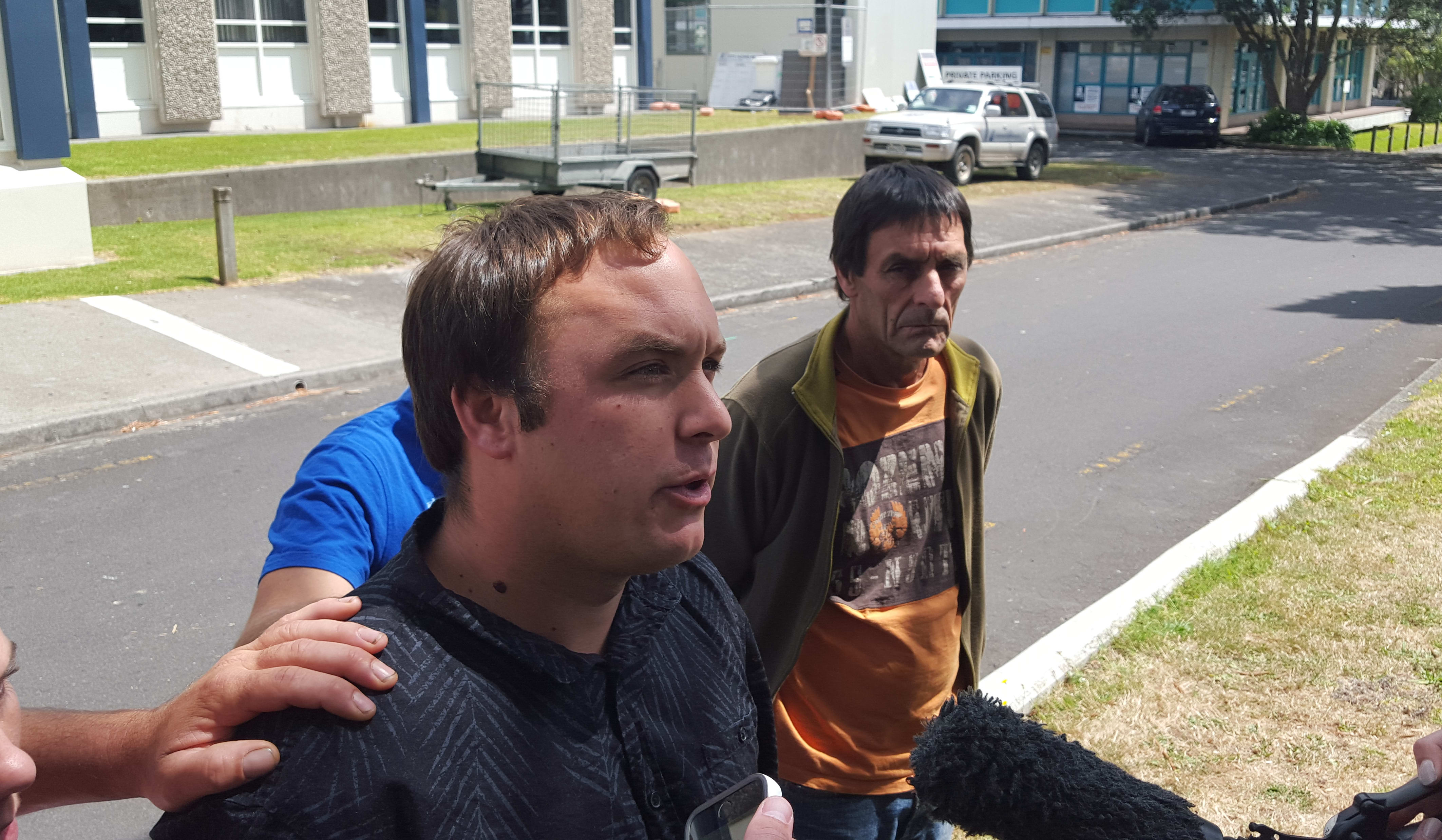 Andrew Wright, a friend of murdered Aaron Roigard's, outside the High Court in New Plymouth.