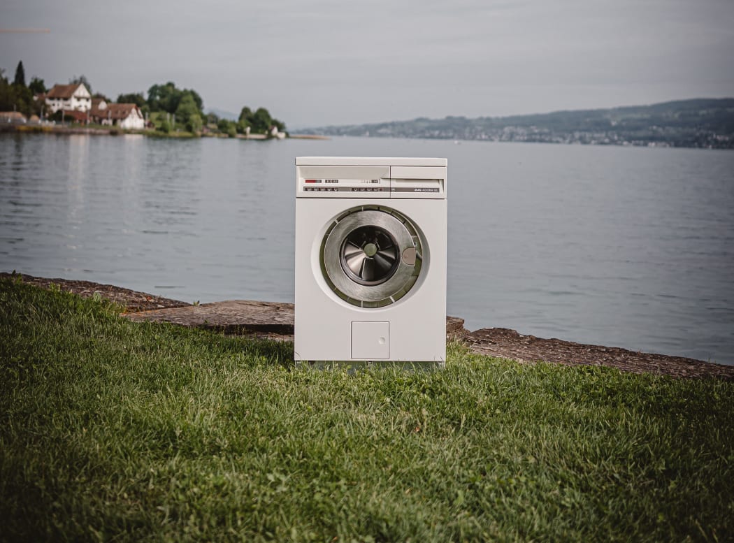 washing machine in a field