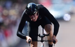 Jesse Sergent of New Zealand competes in the Men's Time Trial. Road Cycling Individual Time Trial at the Glasgow Commonwealth Games. Glasgow, Scotland.
