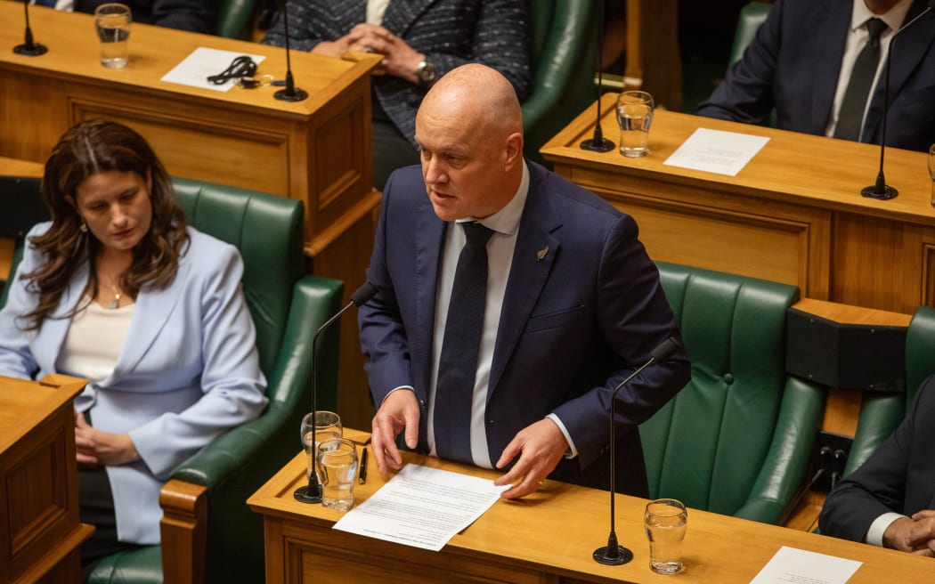 Prime Minister Christopher Luxon speaks in Parliament after the death of Fa'anānā Efeso Collins on 21 February, 2024.