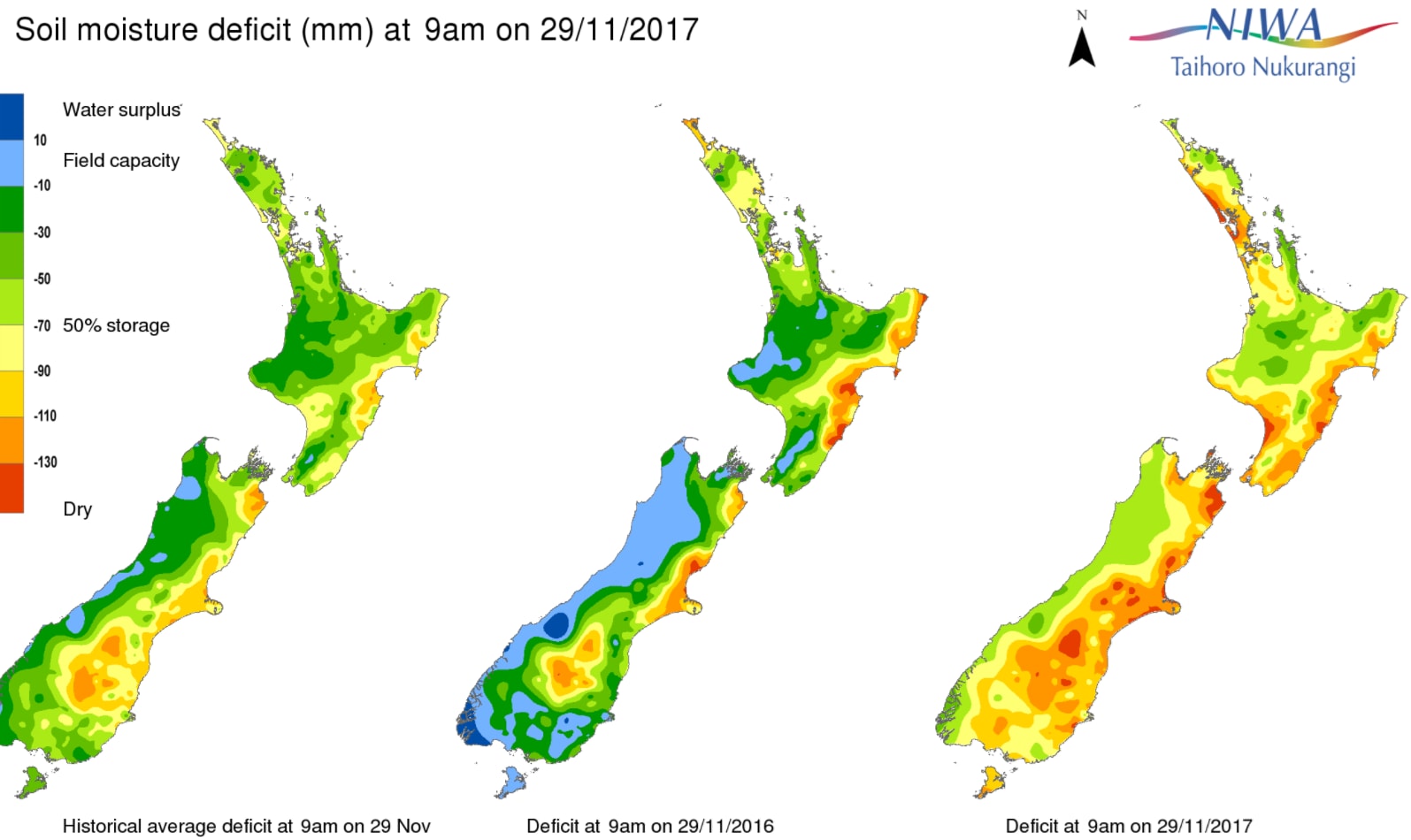 Dry conditions compared to this time last year.