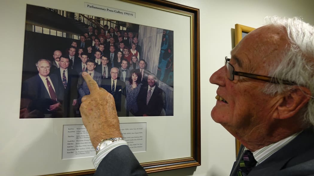 Veteran press gallery reporter, Ian Templeton, points out a young John Campbell.