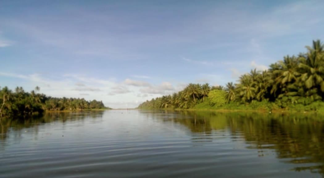 High tide inundation on a runway, Kili Island, Marshall Islands, February 2015.