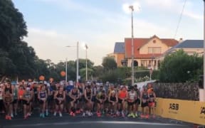 Runners at the start of the Auckland Marathon this morning.