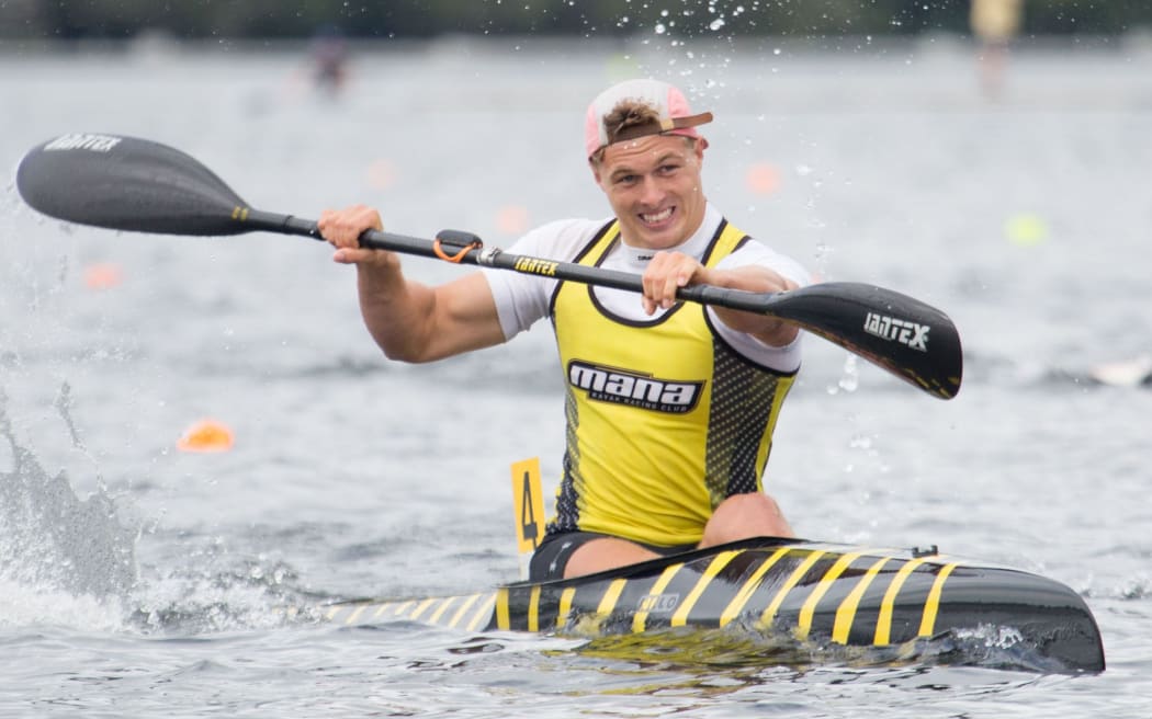 Kurtis Imrie on Lake Karapiro.