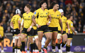 Billy Proctor of the Hurricanes reacts after conceding a try during the Super Rugby Pacific quarter-final match between the ACT Brumbies and the Wellington Hurricanes at GIO Stadium in Canberra, 7, June 6, 2025. (AAP Image/Lukas Coch/Photosport)