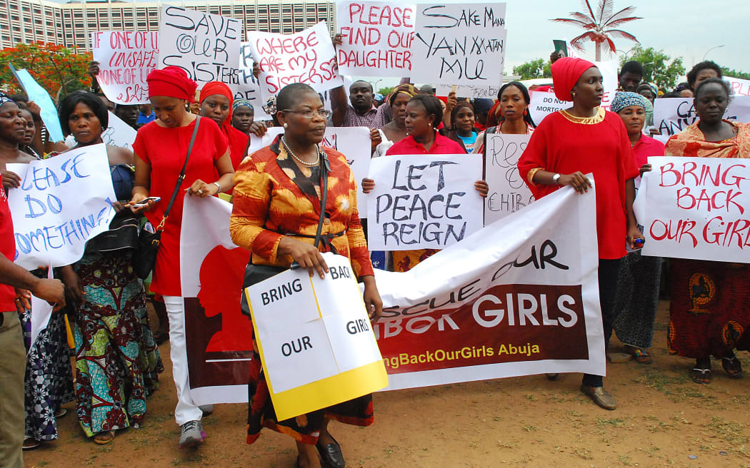 A protest in Nigeria demanding the girls' rescue.