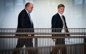 This budget will be the seventh for Finance Minister Bill English (right - pictured with Steven Joyce on the way to the lock-up at Parliament's Banquet Hall).